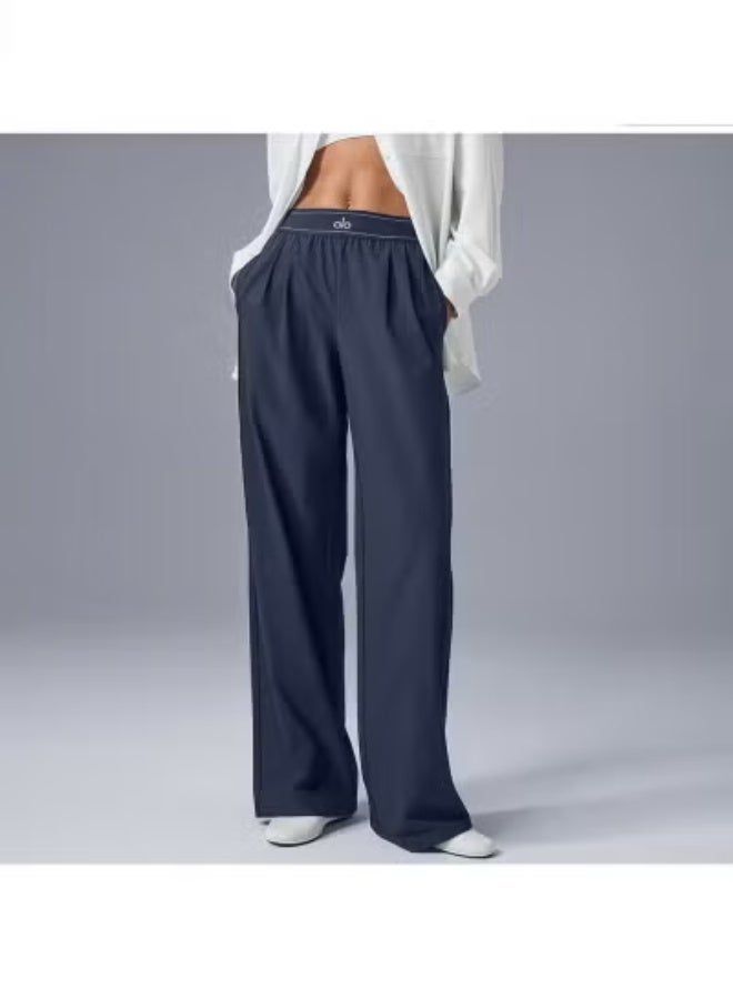 Alo Yoga  High-Rise Logo Elastic Waist Yoga Pants - Women's Lightweight Wide-Leg Athletic Trousers with Breathable Fabric for Yoga, Lounge & Casual Wear - Image 2